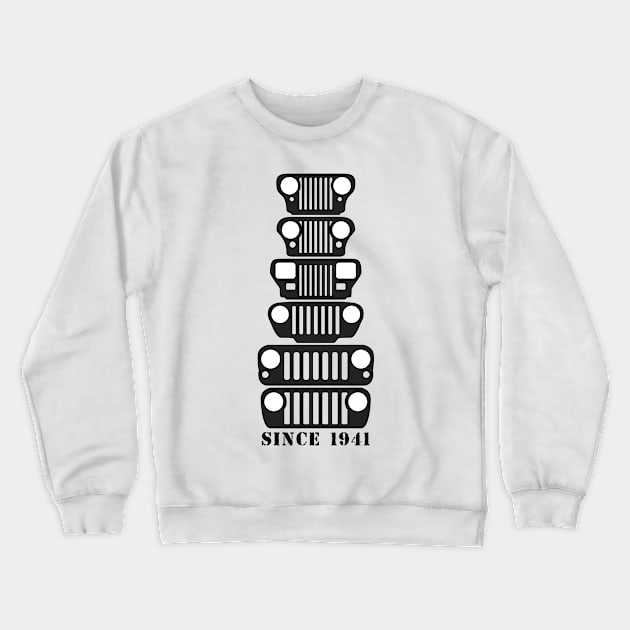 Jeep Grills Black Logo Crewneck Sweatshirt by Caloosa Jeepers 